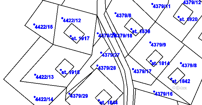 Parcela st. 4379/27 v KÚ Vizovice, Katastrální mapa
