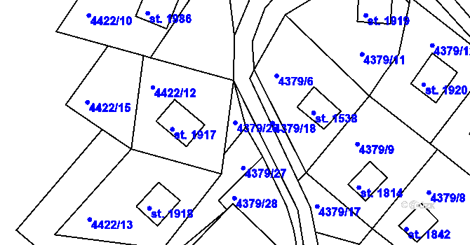 Parcela st. 4379/26 v KÚ Vizovice, Katastrální mapa