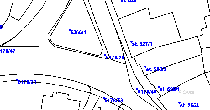 Parcela st. 5178/20 v KÚ Vizovice, Katastrální mapa