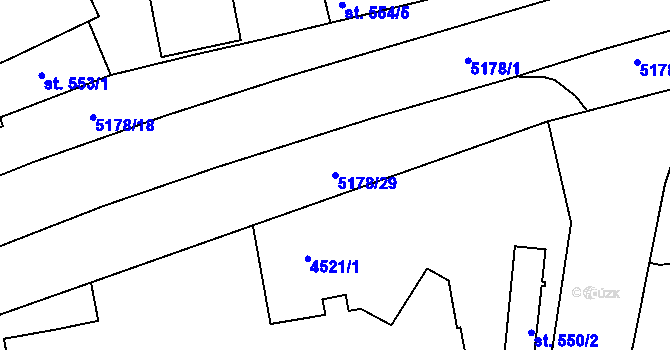 Parcela st. 5178/29 v KÚ Vizovice, Katastrální mapa