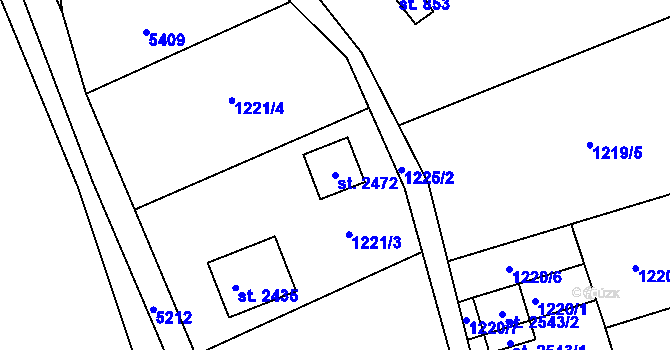 Parcela st. 2472 v KÚ Vizovice, Katastrální mapa