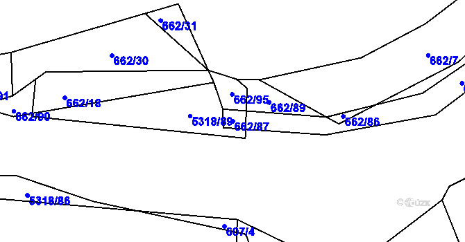 Parcela st. 662/87 v KÚ Vizovice, Katastrální mapa