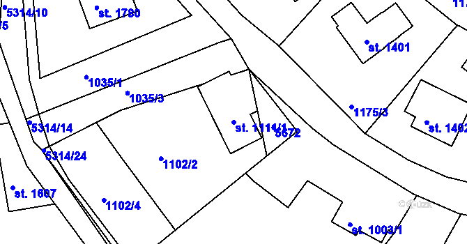 Parcela st. 1111/1 v KÚ Vizovice, Katastrální mapa