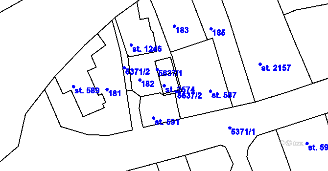 Parcela st. 2574 v KÚ Vizovice, Katastrální mapa