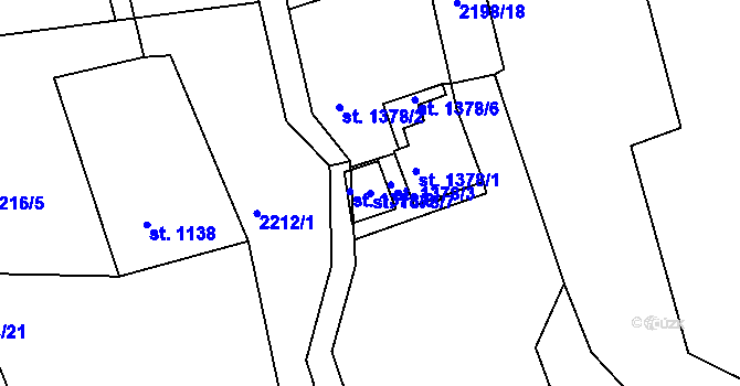 Parcela st. 1378/7 v KÚ Vizovice, Katastrální mapa