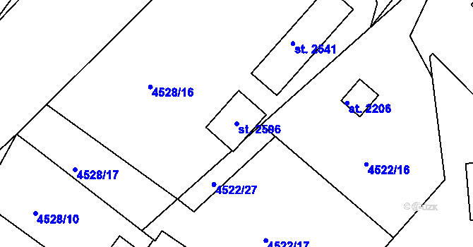Parcela st. 2596 v KÚ Vizovice, Katastrální mapa