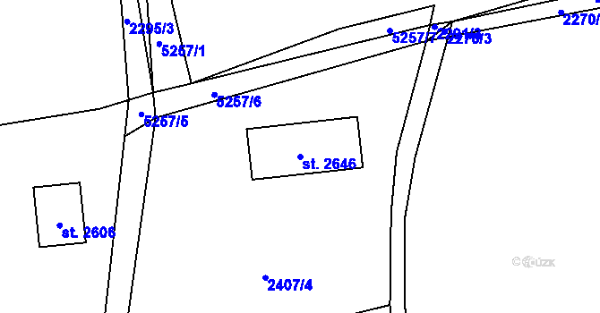 Parcela st. 2646 v KÚ Vizovice, Katastrální mapa