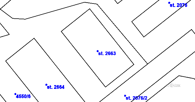Parcela st. 2663 v KÚ Vizovice, Katastrální mapa