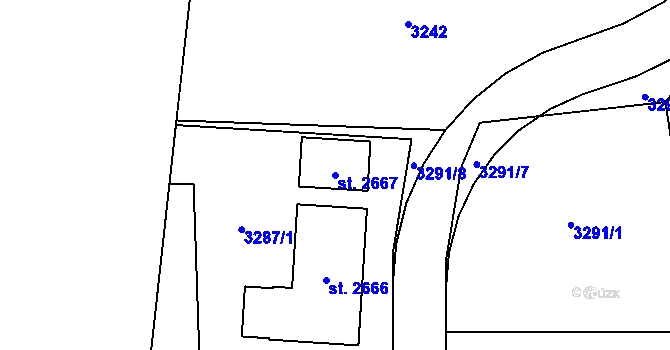 Parcela st. 2667 v KÚ Vizovice, Katastrální mapa