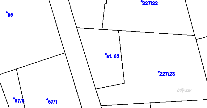 Parcela st. 62 v KÚ Vižina, Katastrální mapa