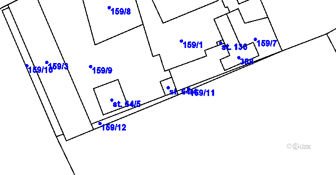 Parcela st. 64/4 v KÚ Vižina, Katastrální mapa