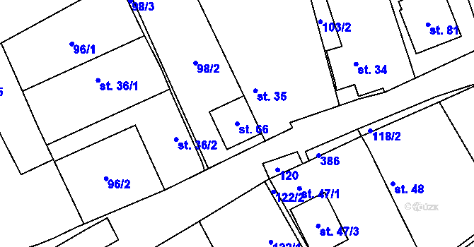 Parcela st. 66 v KÚ Vižina, Katastrální mapa