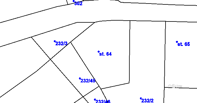 Parcela st. 64 v KÚ Vlačice, Katastrální mapa