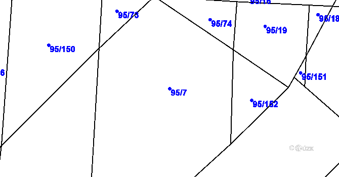 Parcela st. 95/7 v KÚ Vlačice, Katastrální mapa