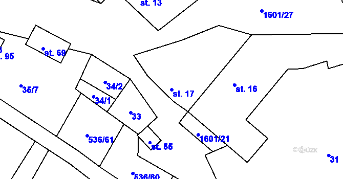 Parcela st. 17 v KÚ Hostákov, Katastrální mapa