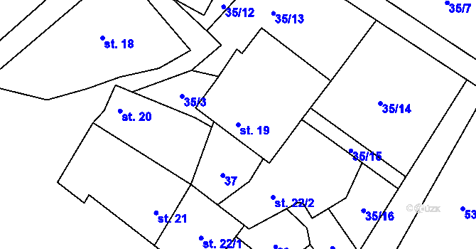 Parcela st. 19 v KÚ Hostákov, Katastrální mapa