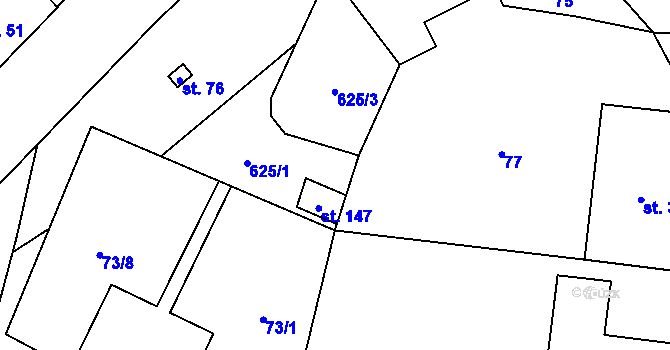 Parcela st. 73/4 v KÚ Hostákov, Katastrální mapa
