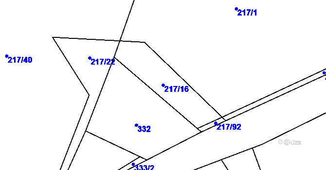 Parcela st. 217/16 v KÚ Hostákov, Katastrální mapa