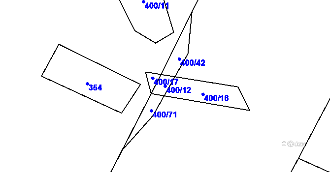 Parcela st. 400/12 v KÚ Hostákov, Katastrální mapa