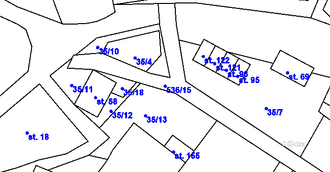 Parcela st. 536/15 v KÚ Hostákov, Katastrální mapa