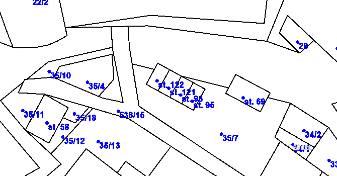 Parcela st. 121 v KÚ Hostákov, Katastrální mapa