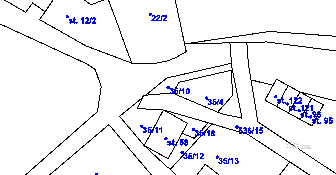 Parcela st. 35/10 v KÚ Hostákov, Katastrální mapa