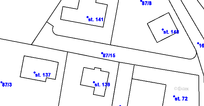 Parcela st. 87/15 v KÚ Hostákov, Katastrální mapa