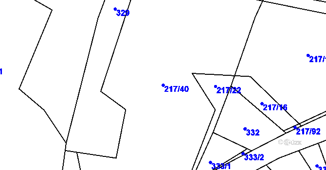 Parcela st. 217/40 v KÚ Hostákov, Katastrální mapa