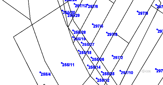 Parcela st. 255/27 v KÚ Hostákov, Katastrální mapa