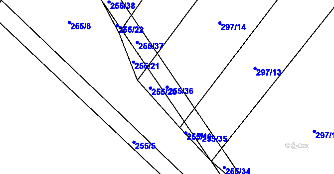 Parcela st. 255/36 v KÚ Hostákov, Katastrální mapa