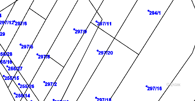Parcela st. 297/20 v KÚ Hostákov, Katastrální mapa