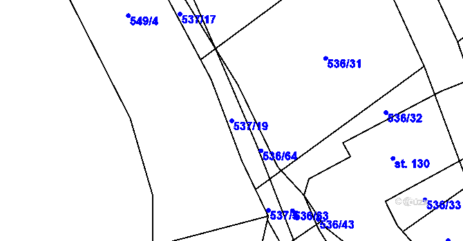 Parcela st. 537/19 v KÚ Hostákov, Katastrální mapa