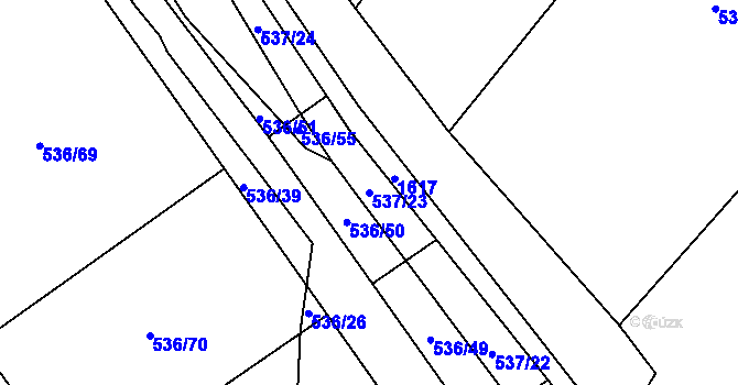Parcela st. 537/23 v KÚ Hostákov, Katastrální mapa