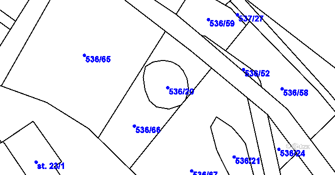 Parcela st. 536/20 v KÚ Hostákov, Katastrální mapa
