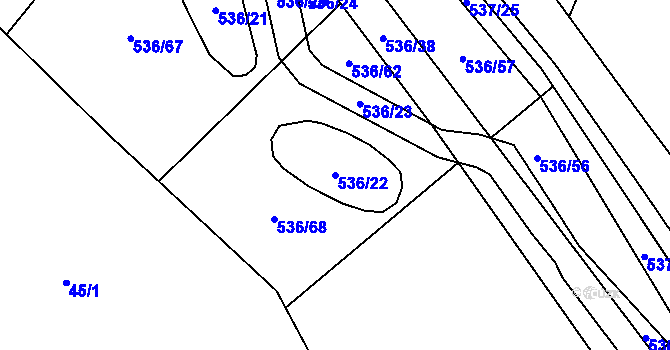Parcela st. 536/22 v KÚ Hostákov, Katastrální mapa