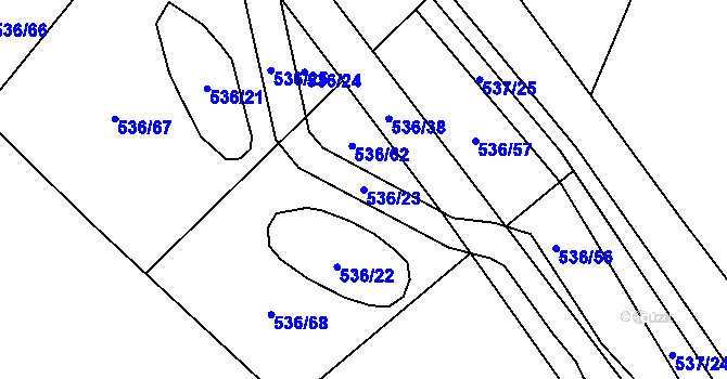 Parcela st. 536/23 v KÚ Hostákov, Katastrální mapa