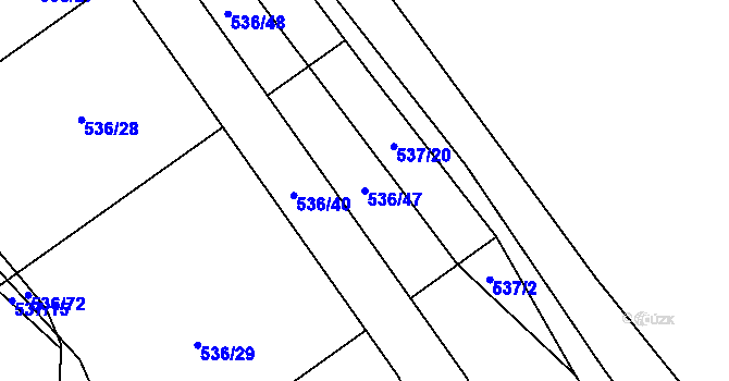 Parcela st. 536/47 v KÚ Hostákov, Katastrální mapa