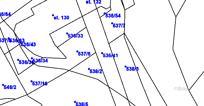 Parcela st. 536/41 v KÚ Hostákov, Katastrální mapa