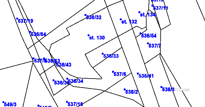 Parcela st. 536/33 v KÚ Hostákov, Katastrální mapa
