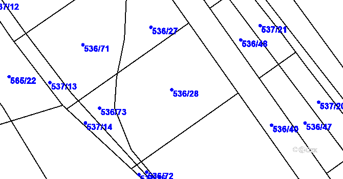 Parcela st. 536/28 v KÚ Hostákov, Katastrální mapa
