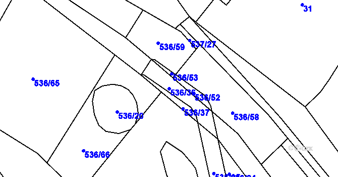 Parcela st. 536/36 v KÚ Hostákov, Katastrální mapa