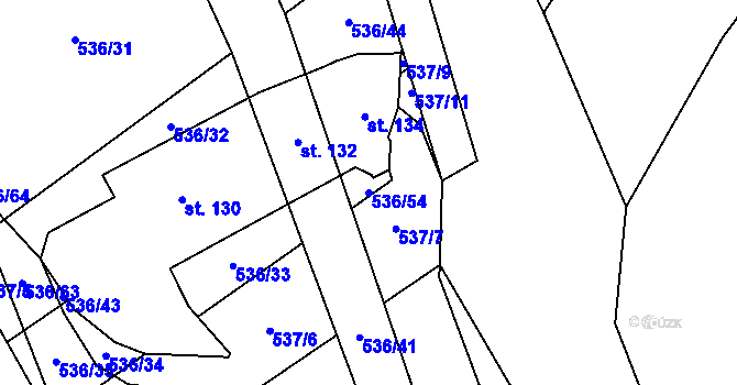 Parcela st. 536/54 v KÚ Hostákov, Katastrální mapa