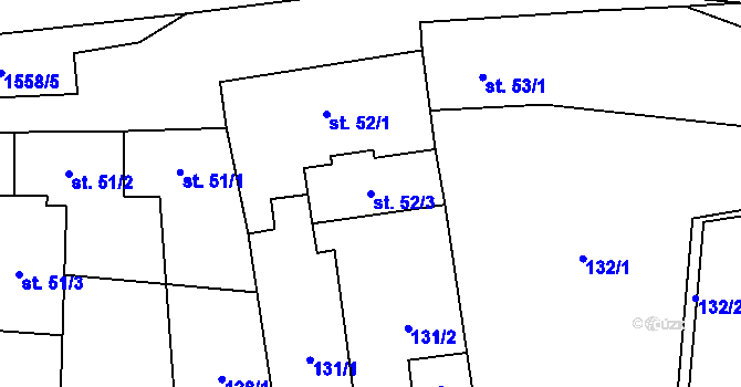 Parcela st. 52/3 v KÚ Vladislav, Katastrální mapa
