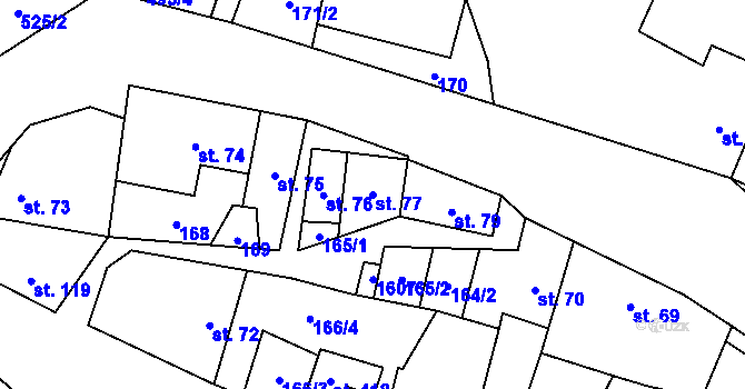 Parcela st. 77 v KÚ Vladislav, Katastrální mapa