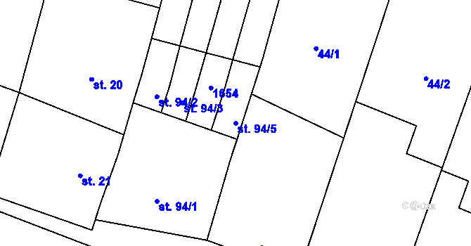 Parcela st. 94/5 v KÚ Vladislav, Katastrální mapa