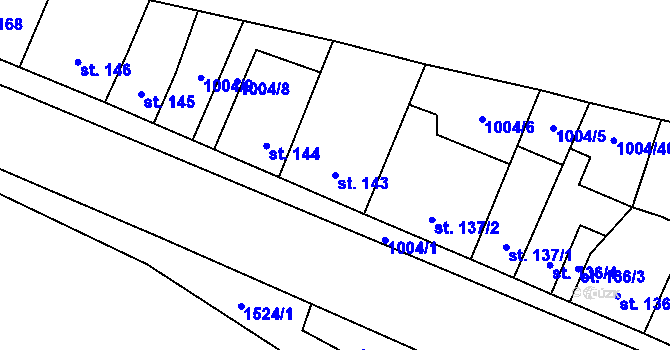Parcela st. 143 v KÚ Vladislav, Katastrální mapa