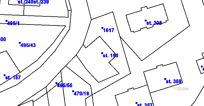 Parcela st. 190 v KÚ Vladislav, Katastrální mapa