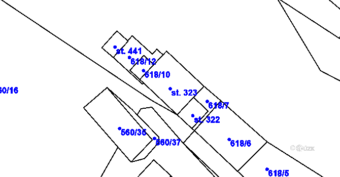 Parcela st. 323 v KÚ Vladislav, Katastrální mapa