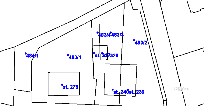 Parcela st. 328 v KÚ Vladislav, Katastrální mapa