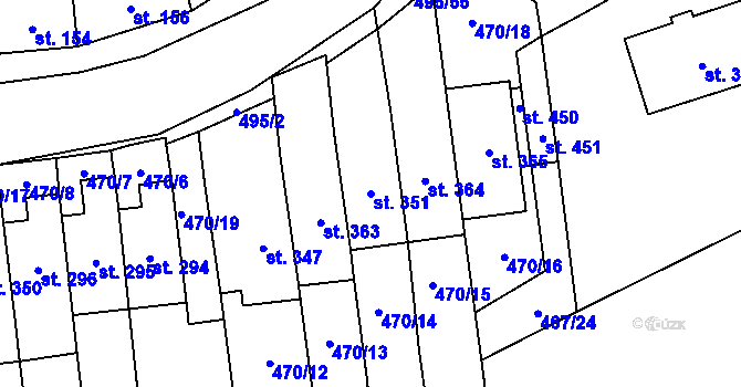 Parcela st. 351 v KÚ Vladislav, Katastrální mapa